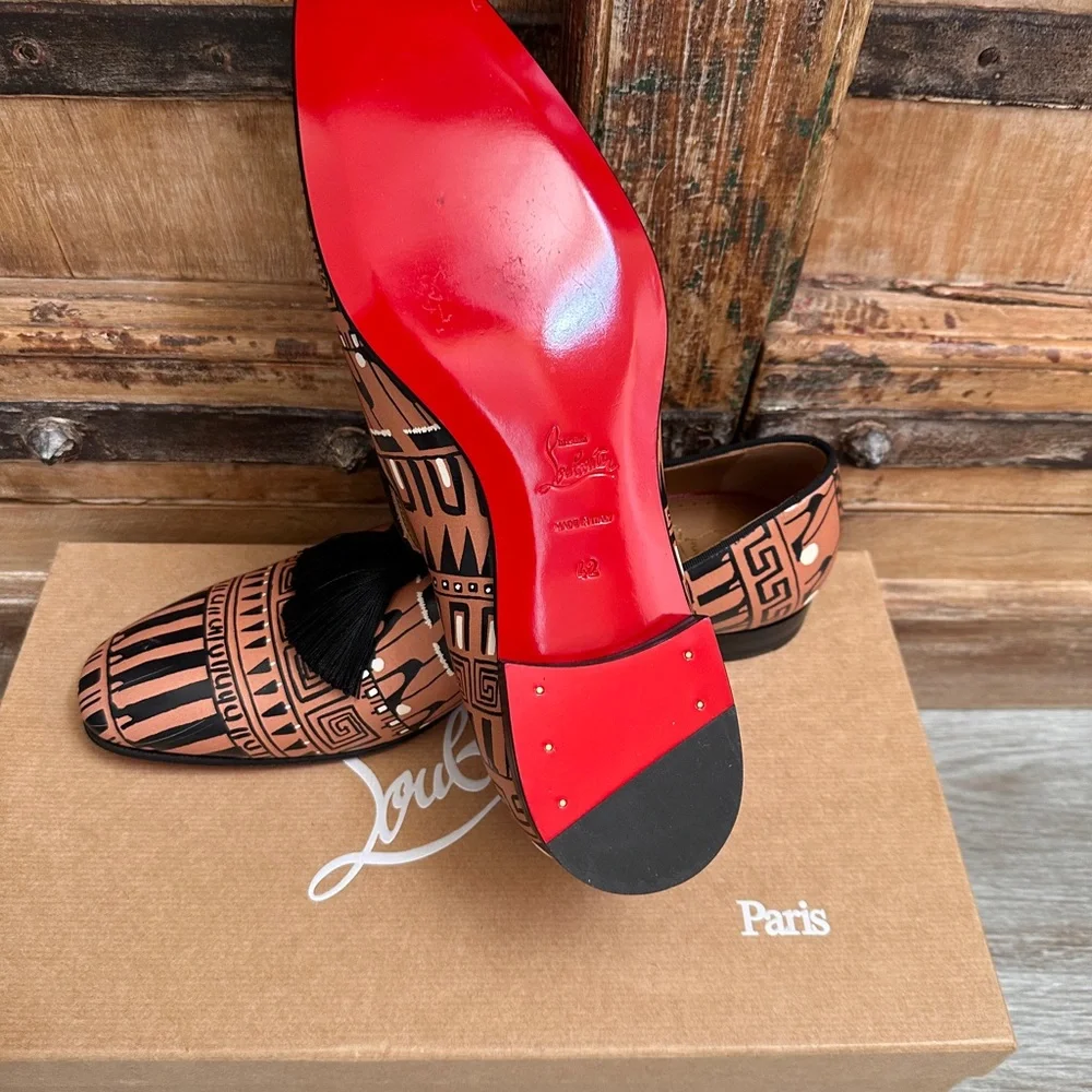 Christian Louboutin Copper and Black Tassel Loafers - Picture 8 of 10